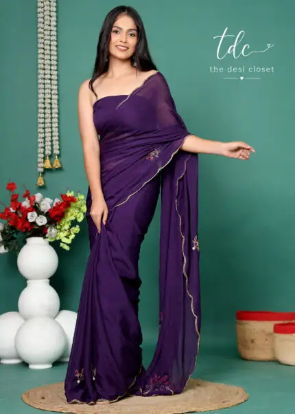 Purple SOFT Rangoli Crush handwork saree | Light Weight Saree | Purple | Beautiful hand work | Saree for women